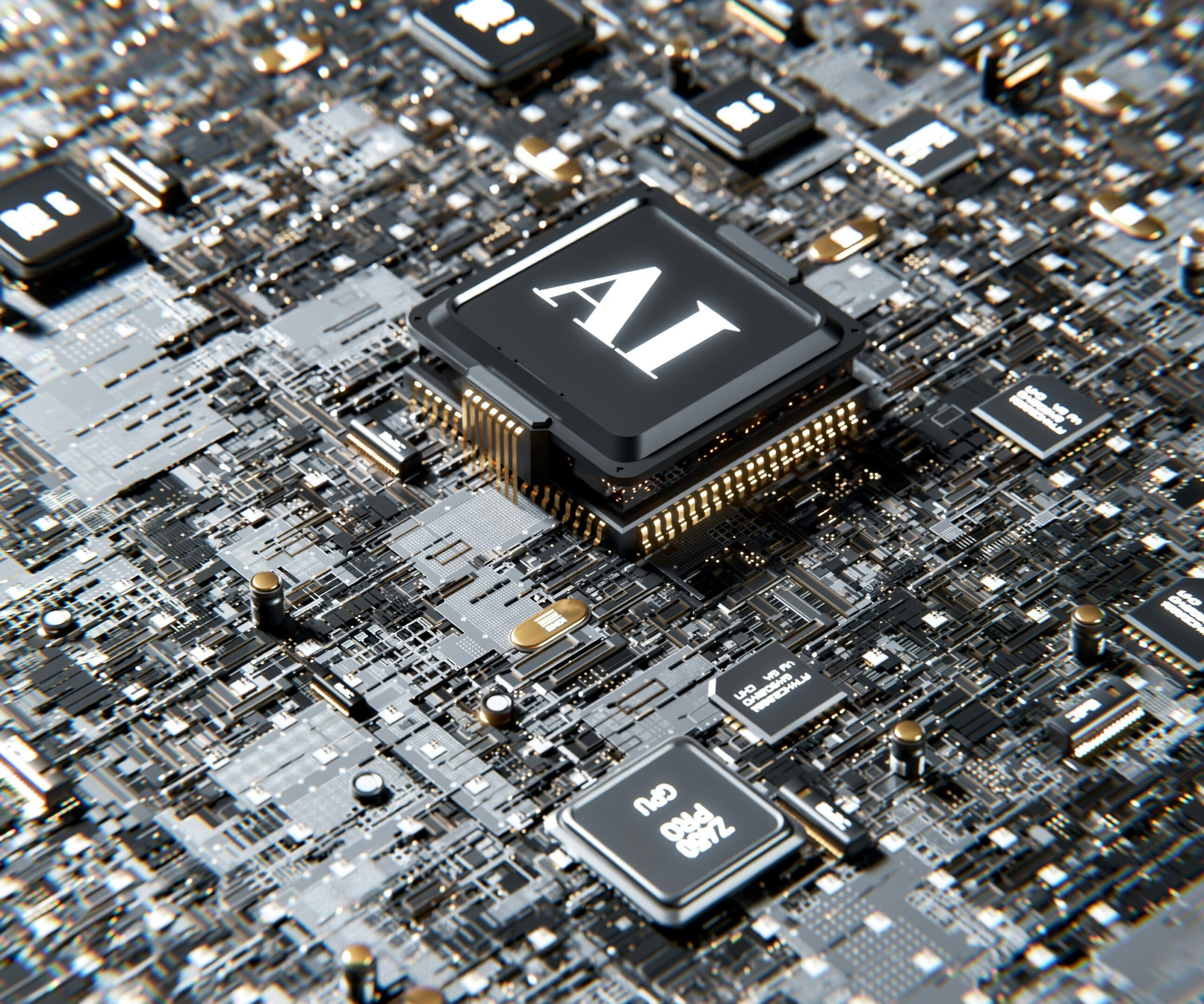 AI chip on a circuit board.